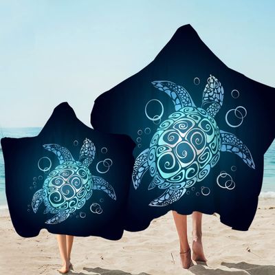 Sleepwish Kids Beach Hooded Towel Turtle Hoodie Towel Teal Turquoise Turtle Microfiber Bath Towel for Toddler Girls Boys Soft Absorbent Towels with Hood for Beach Pool (Kids, 1 Piece)
