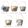 Mokylor 2PCS Wedding Flower Basket, Burlap Wedding Flower Girl Basket with Pearl Handle and Bowknot Romantic Jute Wedding Basket for Weddings Party Vintage Ceremony view 2
