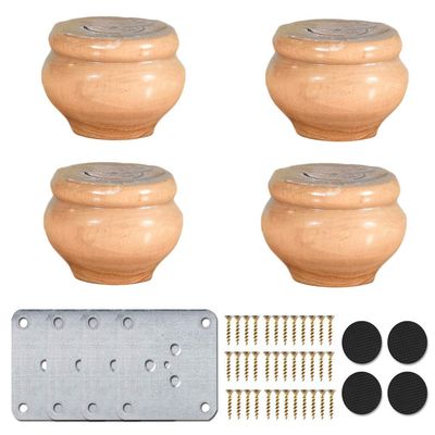 LUOFDCLDDD Furniture LegsSolid Woodniture Legs, Set Offurniture Feet DIY Replacement Gold for Cabinet Cupboard Sofa Couch Chair Ottoman,Wood Color/6Cm/2.4In