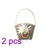 DRYEN 2 Pcs Burlap Flower Girl Baskets, Flower Girl Basket For Wedding, Rustic Flower Girl Basket Burlap Jute Basket With White Pearl Handle, Wedding Flower Girl Basket For Vintage Wedding Ceremony view 2