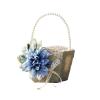 Mokylor 2PCS Wedding Flower Basket, Burlap Wedding Flower Girl Basket with Pearl Handle and Bowknot Romantic Jute Wedding Basket for Weddings Party Vintage Ceremony view 1