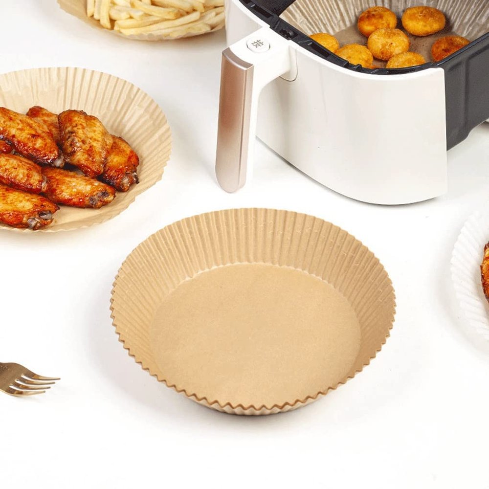 Round Air Fryer Parchment Paper 100Pcs Air Fryer Disposable Paper Liners Non-stick Disposable Parchment Paper For Oil-proof Water-proof To Baking Roasting Microwave