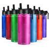 Sports Water Bottle with Straw Lid on Hot Pink Glitter for School, Travel and Outdoors 18 oz Modern Insulated Stainless Steel view 1