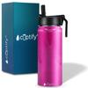 Sports Water Bottle with Straw Lid on Hot Pink Glitter for School, Travel and Outdoors 18 oz Modern Insulated Stainless Steel view 2