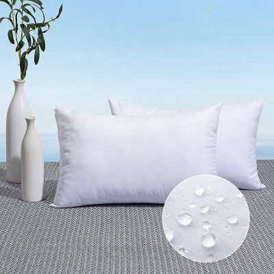 MIULEE Pack of 2 12x24 Outdoor Pillow Inserts, Outdoor Throw Pillows Water-Resistant Decorative Premium Lumbar Pillow Stuffer Sham for Porch Swing Couch Sofa Cushion Patio Furniture