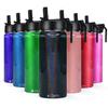Sports Water Bottle with Straw Lid on Black Rainbow Glitter for School, Travel and Outdoors 18 oz Modern Insulated Stainless Steel view 1