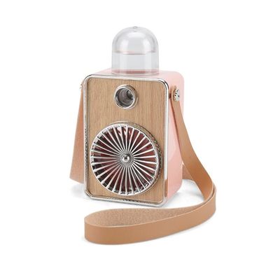 Grafken Retro Cute Night Light Spray Multi-Functional Handheld Hanging Neck Mini Small Fan Convenient Outdoor (Color : Beige)