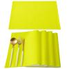 ALAGEO Lemon Yellow Placemats for Dining Table Cotton Linen Pure Colour Yellow Table Mat Set of 6 Non-Slip Heat Insulation Washable Table Mats for Holiday Banquet Dining Table Kitchen Decor view 1