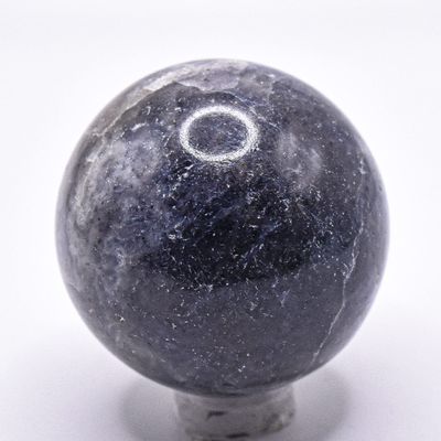 42mm Blue Iolite Sphere Natural Dichroite Mineral Polished Ball Sparkling Crystal Water Sapphire Stone - India + Stand