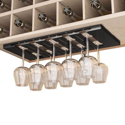 4/5/6 Rows Wine Glass Rack Hanging, Under Cabinet Wine Glass Holder Display Stand, Stainless Steel Stemware Rack With Screws, Stemware Storage Rack For Cabinet Kitchen Bar (Size : 5 Row)