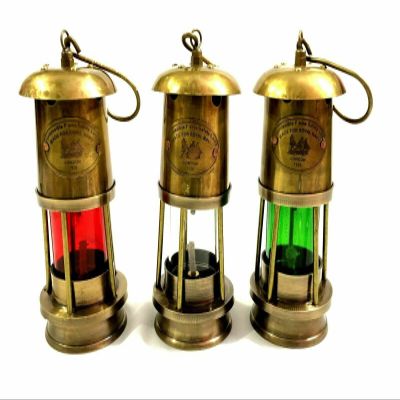 Shine Handicrafts Brass Minor Oil Lamp Antique Nautical Ship Lantern Maritime Boat Light (Set of 3)