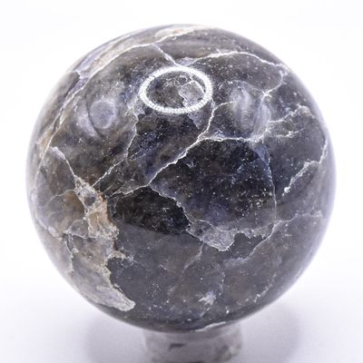 47mm Blue Iolite Sphere Natural Sparkling Crystal Ball Cordierite Mineral Water Sapphire Polished Stone - India + Stand