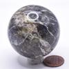 47mm Blue Iolite Sphere Natural Sparkling Crystal Ball Cordierite Mineral Water Sapphire Polished Stone - India + Stand view 3