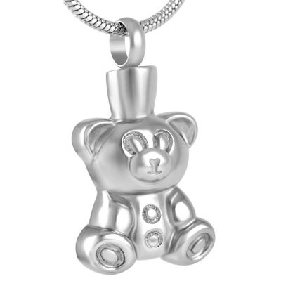 LiHiFG Pet Memorial Jewelry 316L Stainless Steel Bear Cremation Urn Pendant Necklace Keepsake for Women Men
