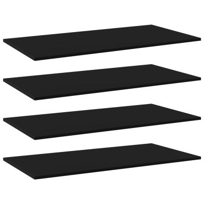 Tidyard Wall Shelf Set, 4-Tier Black Engineered Wood Floating Shelves for Living Room Wall Storage and Display