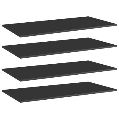Tidyard Wall Mounted Shelves, High Gloss Black Engineered Wood Shelf Set of 4, 39.4 x 19.7 Inches, Minimalist Storage Solution for Library, Living Room, Home Decor