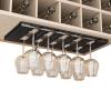Black Wine Glass Rack, Stemware Wine Glass Holder Storage Hanger With Screws, 2/3/4/5/6 Rows Under Cabinet Stemware Rack, Shelf Stemware Cup Display Stand Holders For Cabinet Kitchen Bar view 1