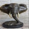 EUROPEAN BRONZE Original Milo African Male Elephant Head Bronze Sculpture Hot Cast Figure view 3