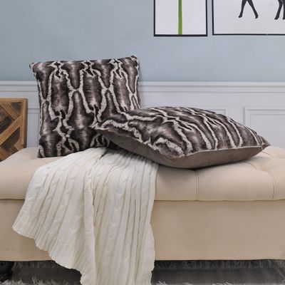 BYTIDE Printed Faux Fur Decorative Square Throw Pillow Covers 20 x 20 Inches Pack of 2, Plush Soft Cushion Case Pillowcase for Couch Bed Car Bedroom Living Room, Snake Brown