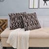 BYTIDE Printed Faux Fur Decorative Square Throw Pillow Covers 20 x 20 Inches Pack of 2, Plush Soft Cushion Case Pillowcase for Couch Bed Car Bedroom Living Room, Snake Brown view 2