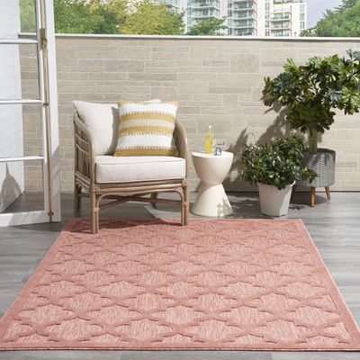 Nourison Home Easy Care Coral Orange 5' x 7' Area Rug - Easy Clean, Non Shedding, Bed Room, Living Room, Dining Room, Kitchen (5' x 7')