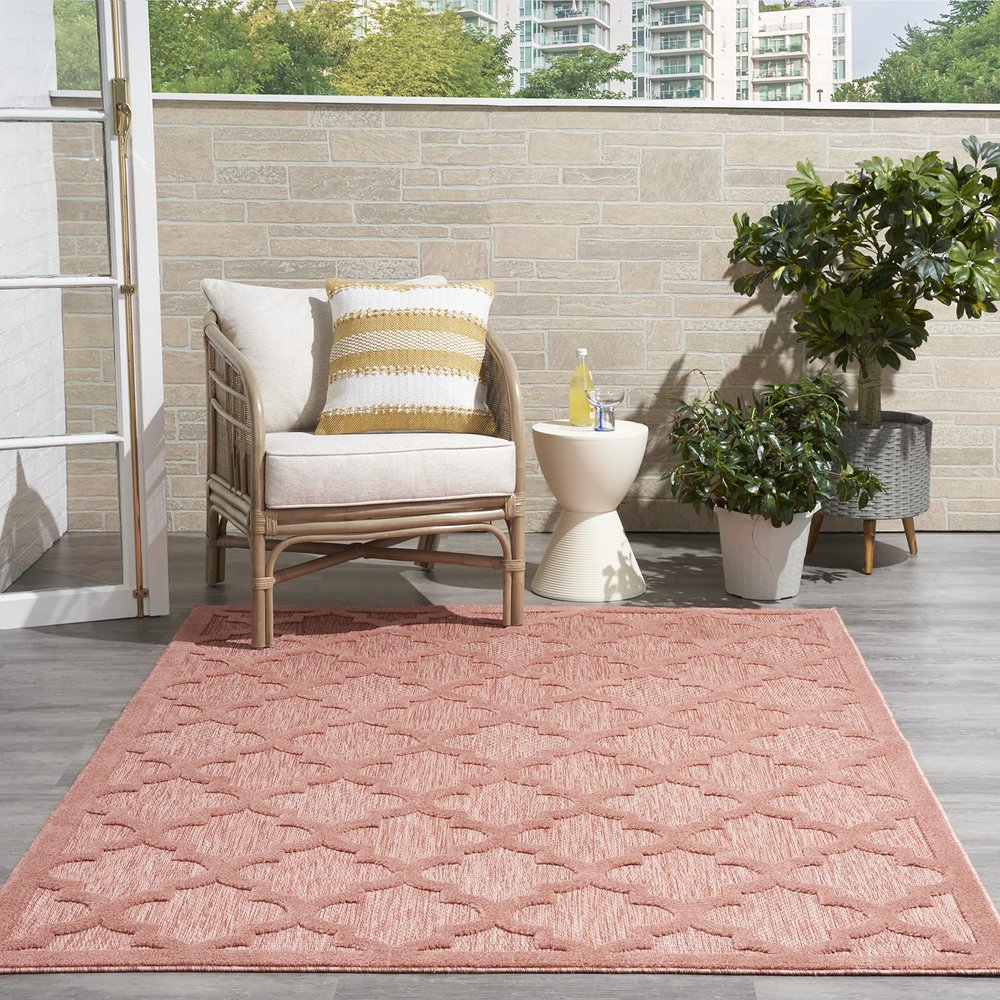 Nourison Home Easy Care Coral Orange 5' x 7' Area Rug - Easy Clean, Non Shedding, Bed Room, Living Room, Dining Room, Kitchen (5' x 7')