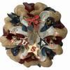 Dangling USA Stars Patriotic Handmade Deco Mesh Wreath. Available in 24 inch and 28 inch diameters view 1
