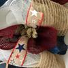 Dangling USA Stars Patriotic Handmade Deco Mesh Wreath. Available in 24 inch and 28 inch diameters view 4