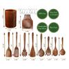 BaraBara Kitchen Utensils Set, Wooden Holder, Spoon Rest and Hooks, Kitchen Wooden Utensils, 100% Natural Teak Wooden Kitchen Utensil view 3