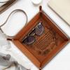 Bella Busta-28 Years Anniversary-Contemporary/Modern Gift Orchid Theme Design for 28th Anniversary-Engraved Leatherette Valet Tray (Rawhide) view 2