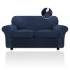 FestiCorp 3 Piece Velvet Sofa Covers for 2 Seat Cushion Couch Sofa Slipcovers, Stretch Couch Cover, Thick Furniture Protector for Dogs Pets, XL Love Seat, Navy view 1
