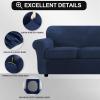 FestiCorp 3 Piece Velvet Sofa Covers for 2 Seat Cushion Couch Sofa Slipcovers, Stretch Couch Cover, Thick Furniture Protector for Dogs Pets, XL Love Seat, Navy view 2