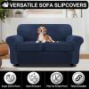 FestiCorp 3 Piece Velvet Sofa Covers for 2 Seat Cushion Couch Sofa Slipcovers, Stretch Couch Cover, Thick Furniture Protector for Dogs Pets, XL Love Seat, Navy view 4