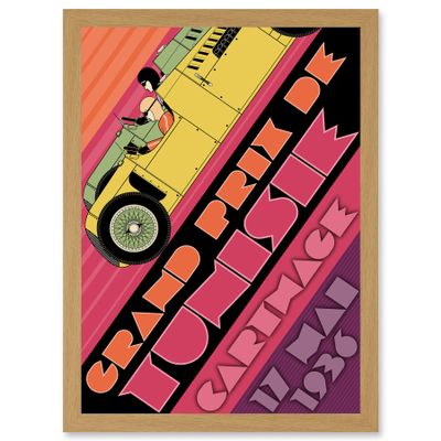 Wee Blue Coo Tunisia Grand Prix 1936 Motor Sport Car Auto Racing Historic Fantasy Races Artwork Framed Wall Art Print A4