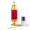 Cemetery Light Candle Holder, Grave Decorations Memorial Lantern with Crosses, Anodized Aluminum Eternal Light Dome Memorial Light Grave Lamp, RedIncludes Solar Candle view 2