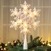 Brizled Silver Snowflake Tree Topper, 9" Christmas Tree Topper with 10 Warm White Lights, 120V UL Certified Christmas Tree Star Topper, Glitter Snowflake Treetop for Christmas Tree Party Home Decor view 1