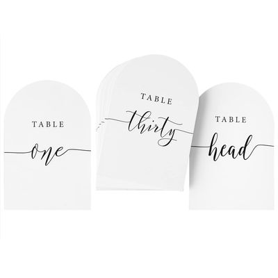 Crisky Arch Design Table Number Cards for Wedding, Anniversary, Birthday, Bridal Shower Party. Black Double-Sided Design 4 x 6 Inch Number One - Thirty & Head Table.