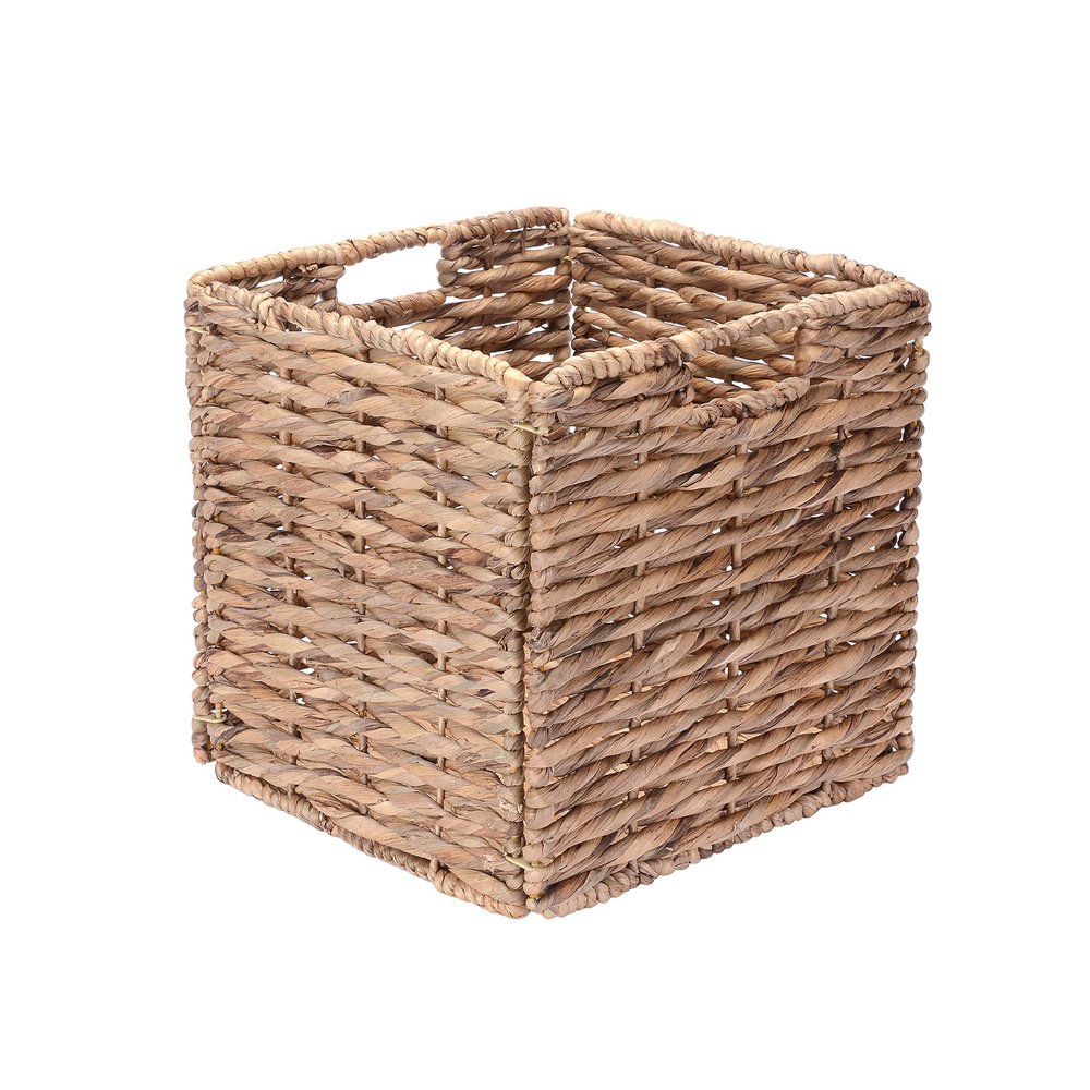 VILLACERA Wicker Baskets  Set of 4 Square Handmade Woven Water Hyacinth Storage Bins  Closet, Living Room, or Bathroom Dcor by Villacera (Natural)
