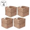 VILLACERA Wicker Baskets  Set of 4 Square Handmade Woven Water Hyacinth Storage Bins  Closet, Living Room, or Bathroom Dcor by Villacera (Natural) view 4
