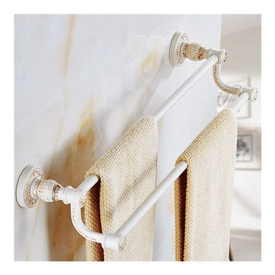 ASDDD Towel Bar for Bathroom, Vintage Design White/Antique Double Hand Towel Holder, Continental Bathroom Accessories Sanitary Wares Towel Rack Towel Shelf (Color : White)