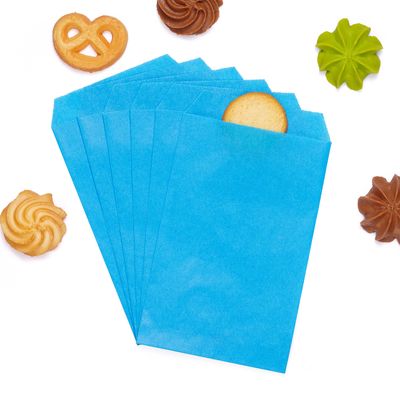 Quotidian Sky Blue Flat Medium Greaseproof Paper Bags 4x6 in, 100 Count