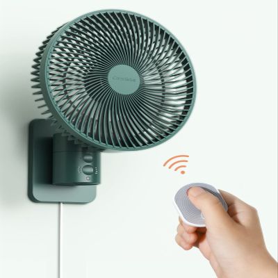 Comoistar Wall Mounted Oscillating Fan with Remote and Timer,8.5 Inch Small RV Fan with 4 Speeds, 90 Oscillation, 120 Adjustable Tilt, 5.92 feet Wire, Quiet Corner Fans for Bedroom, Indoor Bathroom