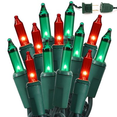 BrizLabs Red & Green Christmas Lights, 300 Counts 69.6ft Mini String Lights Connectable, UL Certified Incandescent Christmas String Lights Plug-in Tree Lights for Indoor Outdoor Xmas Home Decor