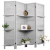AMBITION LAND Room Divider with Shelves, Privacy Screen, Room Dividers and Folding Privacy Screens, 4 Panel Wood Temporary Wall Partition Separation Separator, Grey view 1