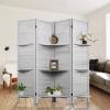 AMBITION LAND Room Divider with Shelves, Privacy Screen, Room Dividers and Folding Privacy Screens, 4 Panel Wood Temporary Wall Partition Separation Separator, Grey view 2