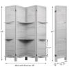 AMBITION LAND Room Divider with Shelves, Privacy Screen, Room Dividers and Folding Privacy Screens, 4 Panel Wood Temporary Wall Partition Separation Separator, Grey view 3