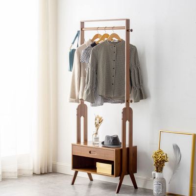 Wilk Bamboo Entryway Bench with Coat Rack Freestanding,Hall Tree with Storage, Brown (25(L) x 13(W) x 66.7(H))