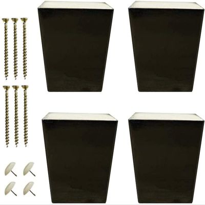 YQBUER Solid Wood Sofa Legs Square Coffee Table Legs Sofa Legs Wooden Cabinet Feet Coffee Table Legs Kitchen Armchair Sofa Bed with Screw Set (Color : Black, Size : 5Cm/2In)