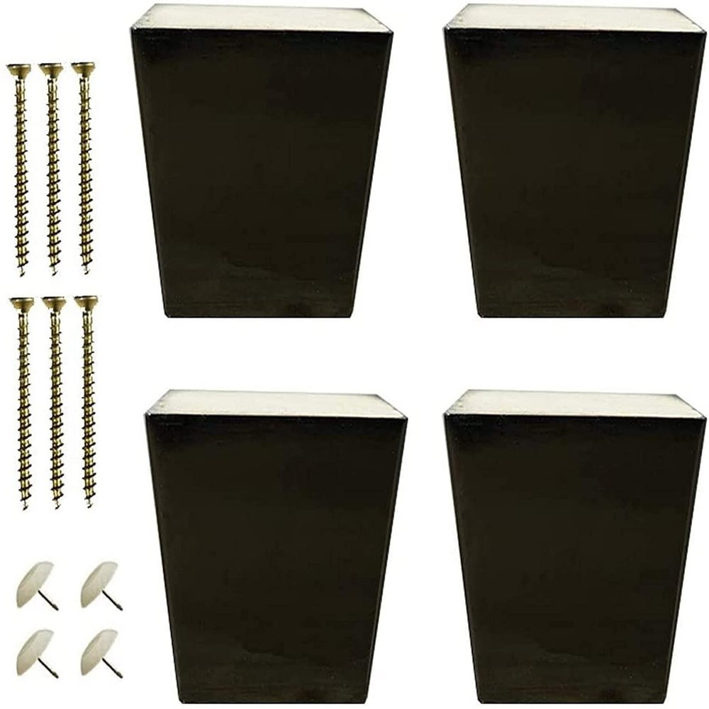 YQBUER Solid Wood Sofa Legs Square Coffee Table Legs Sofa Legs Wooden Cabinet Feet Coffee Table Legs Kitchen Armchair Sofa Bed with Screw Set (Color : Black, Size : 5Cm/2In)