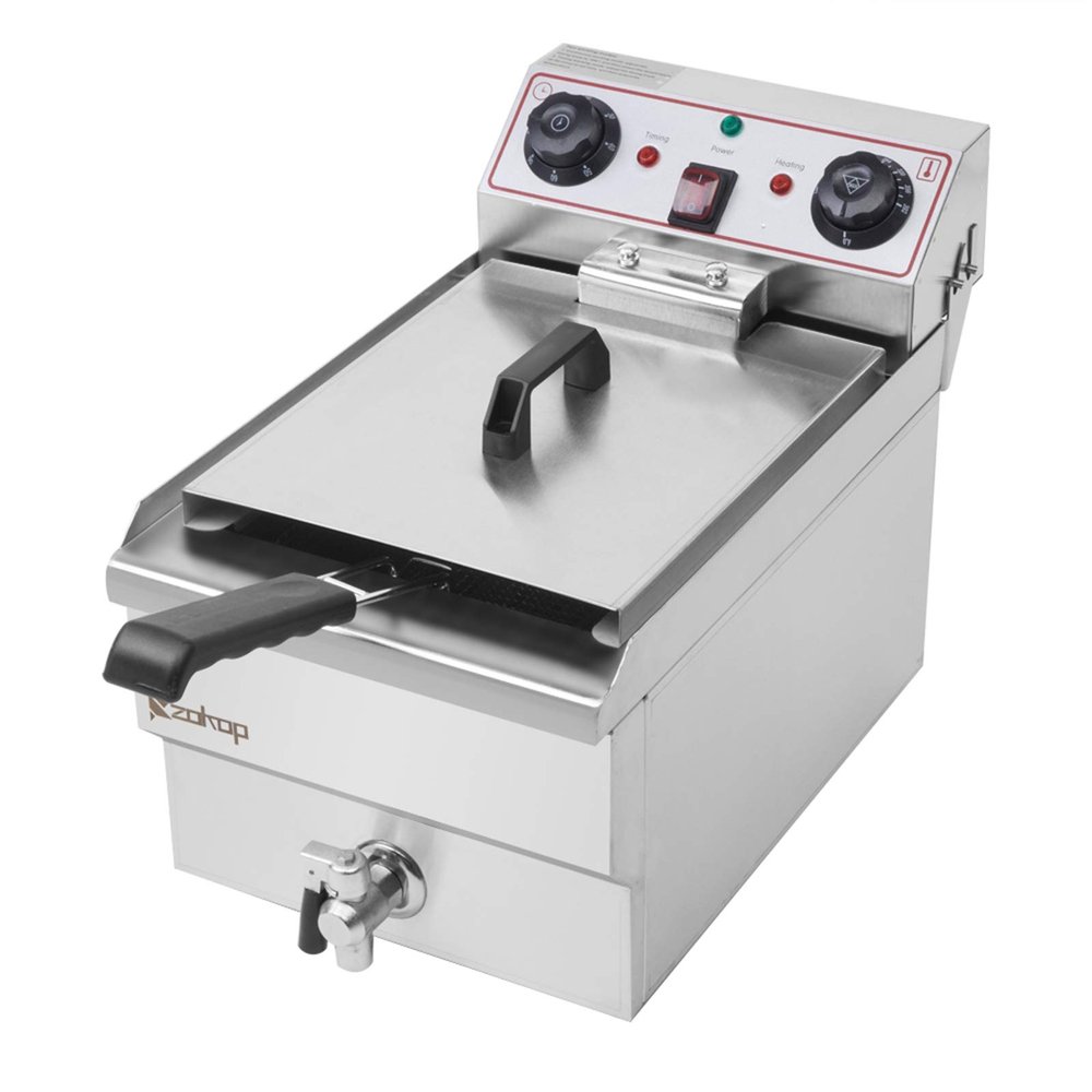 Ochine Electric Deep Fryer Stainless Steel Commercial Deep Fryer Single or Double Countertop Oil Fryer with Removable Basket and Temperature Limiter for Commercial and Home Use (Ship from USA)